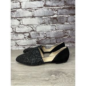 Jimmy Choo London Black Suede Leather Sparkle D’ Orsay Flats Women’s 42EU/11M US